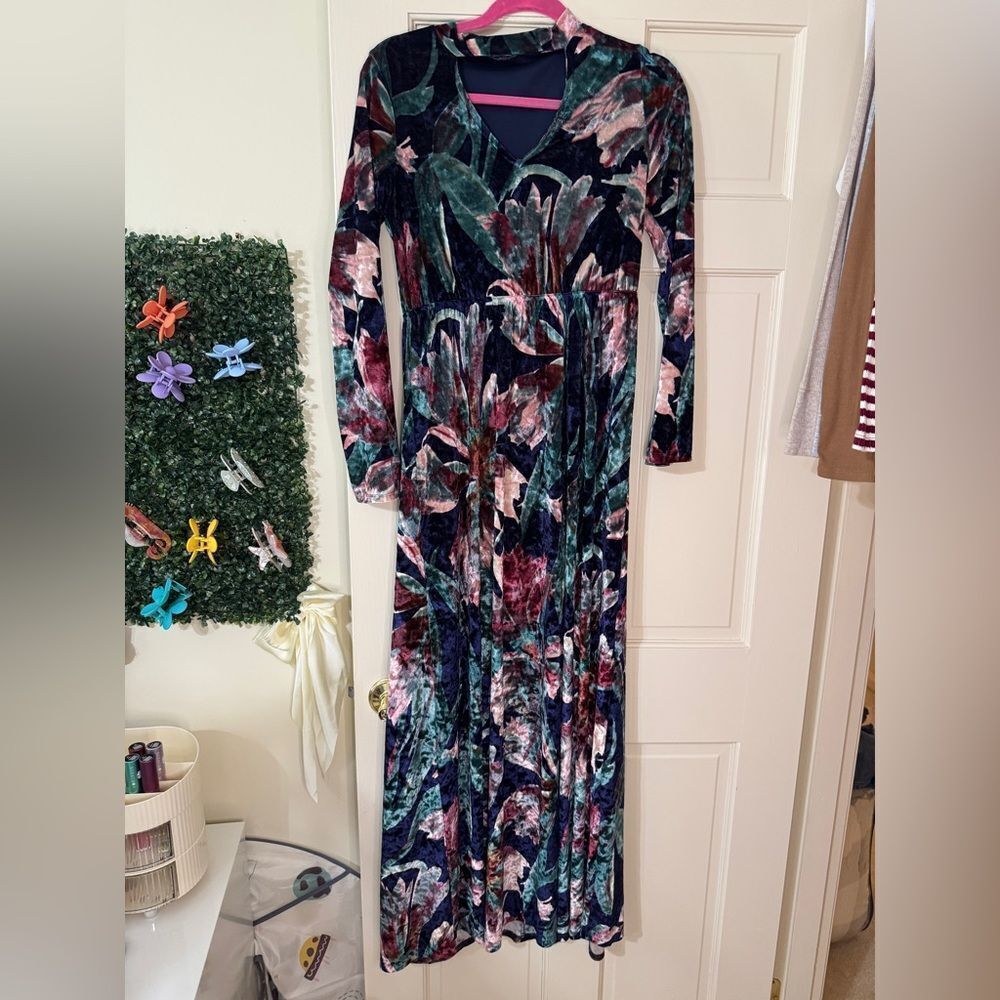 Women’s Peach Love California Velvet Floral Maxi Dress M